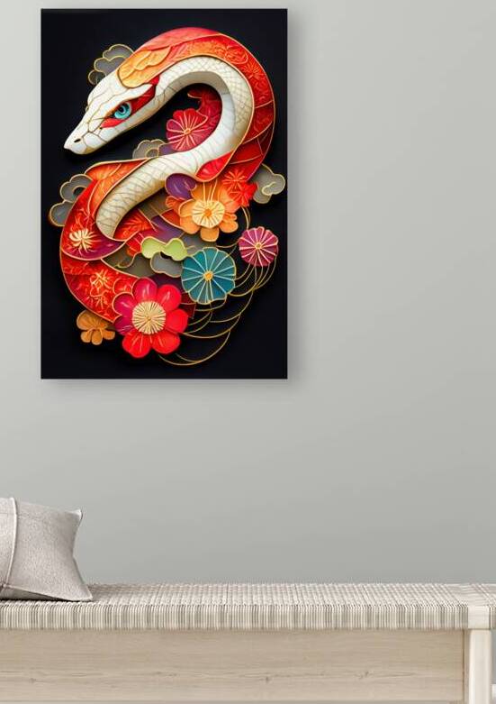 Floral Snake Paper-Cut Style by Matthias Hauser