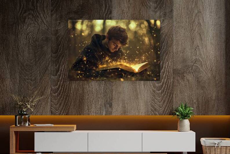 Young Man Reading Magical Book by Matthias Hauser