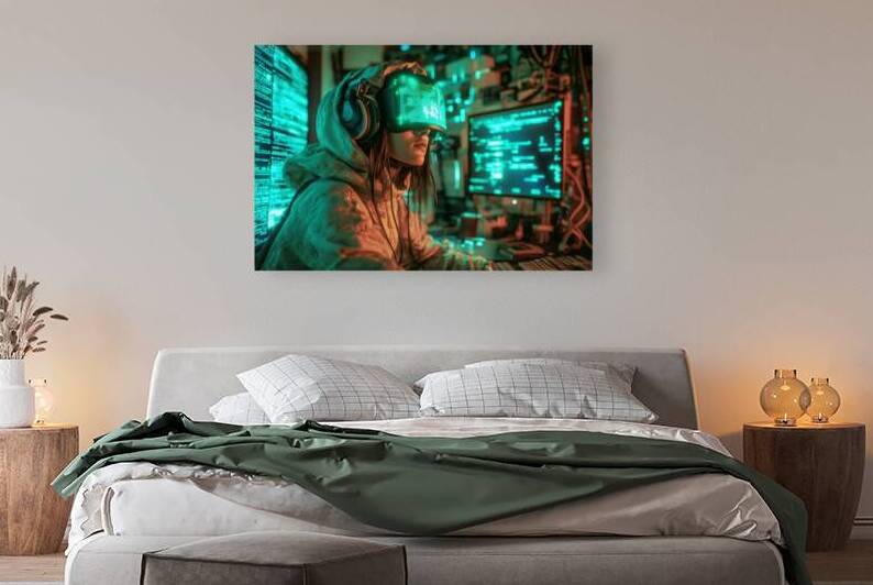 Neon Hacker - Cyberpunk Girl in a Digital World by Matthias Hauser