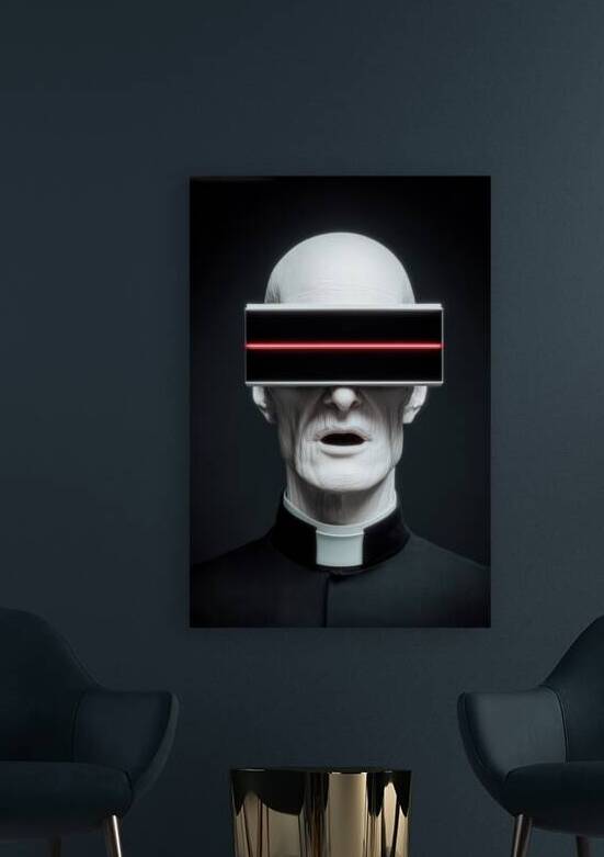Surreal Neon Confession - Cybernetic Cleric by Matthias Hauser
