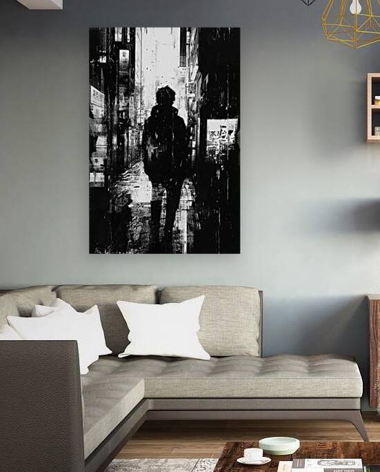 Black and White Cyberpunk Street Scene by Matthias Hauser