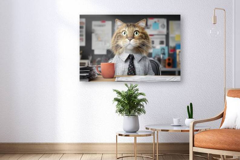 Corporate Cat with Coffee - Morning Briefing by Matthias Hauser