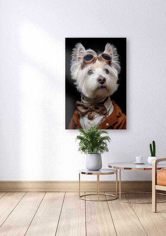 Cute Steampunk Westie with Bow Tie and Goggles by Matthias Hauser
