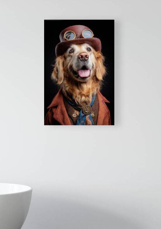 Steampunk Dog - Golden Retriever in Victorian Style by Matthias Hauser