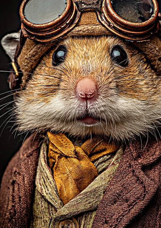 Cute Steampunk Hamster - Victorian Rodent Explorer by Matthias Hauser
