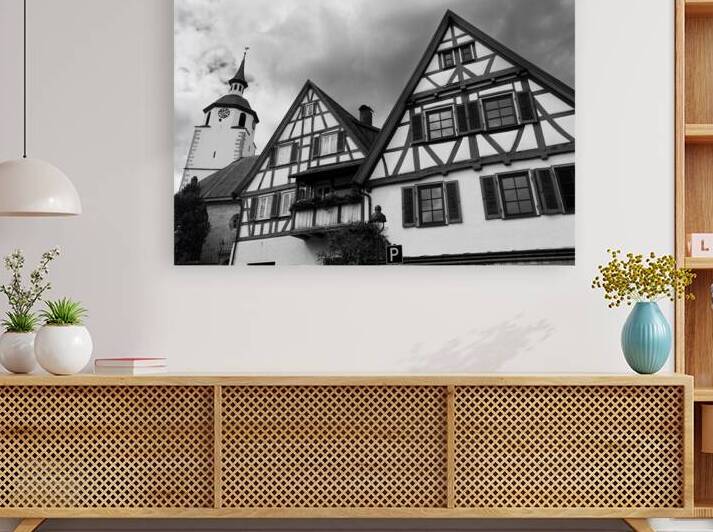 Waldenbuch Germany - Half-Timbered Houses and Church Tower by Matthias Hauser