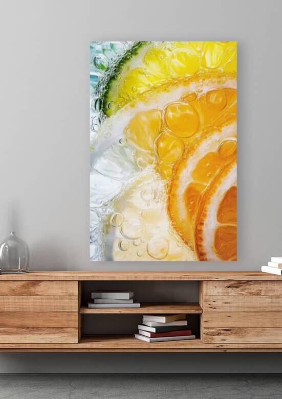 Colorful Citrus Slices in Sparkling Water by Matthias Hauser