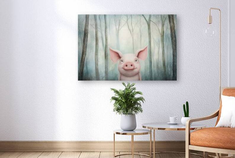 Curious Pig in the Misty Forest by Matthias Hauser
