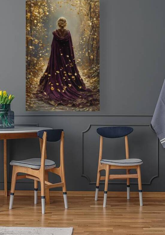 Golden Autumn Leaves - Woman in Plum Velvet Cloak by Matthias Hauser