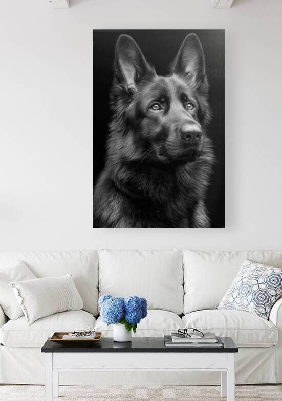 Loyal Guardian - German Shepherd in Black and White by Matthias Hauser