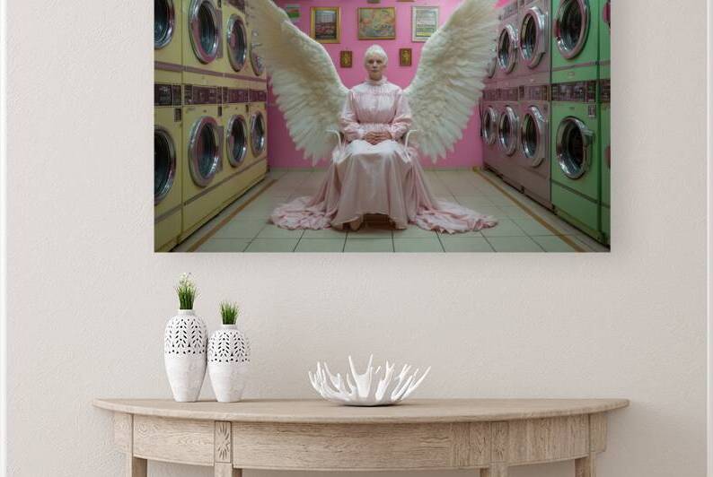 Female Angel In The Pink Laundromat by Matthias Hauser