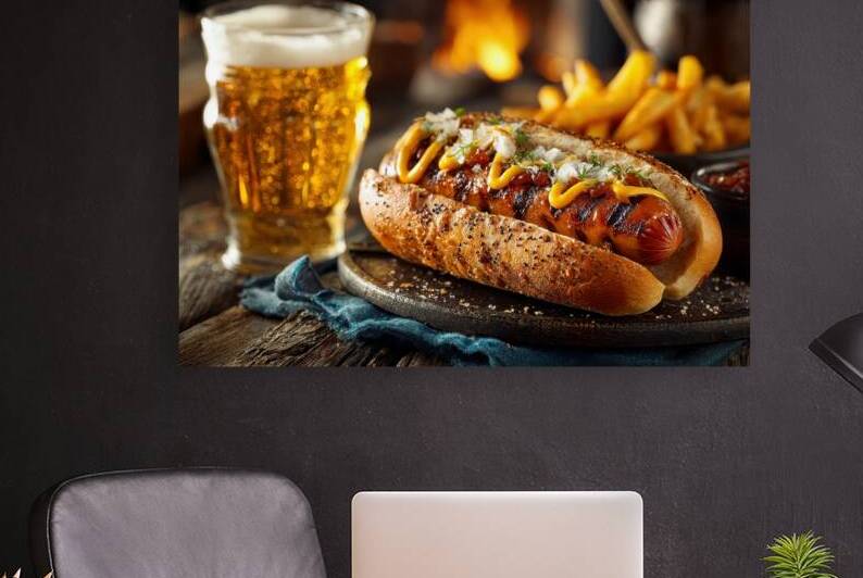 Grilled Hot Dog and Cold Beer by Matthias Hauser
