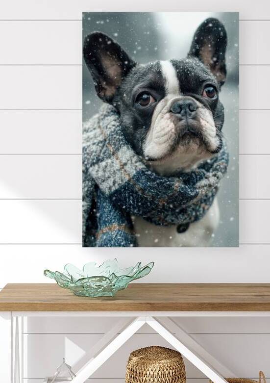 Winter Dog - French Bulldog in Cozy Scarf by Matthias Hauser