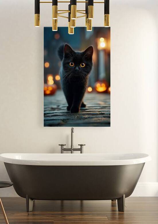 Halloween Black Cat with Pumpkins by Matthias Hauser