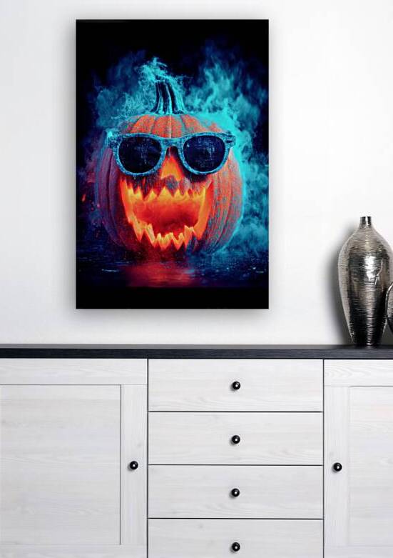 Neon Jack O Lantern with Sunglasses by Matthias Hauser