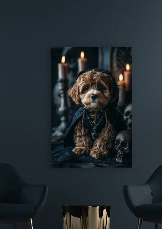 Adorable Puppy in Gothic Setting by Matthias Hauser