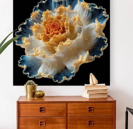Fractal Bloom in Gold and Blue by Matthias Hauser