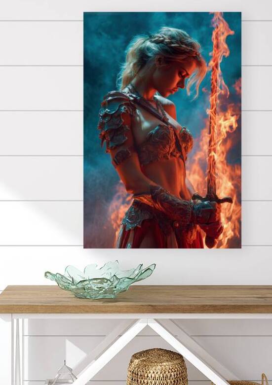 Female Warrior with Flaming Sword by Matthias Hauser