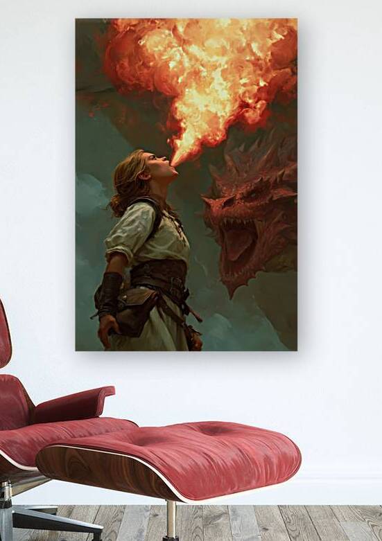 Fire Breathing Woman And Dragon by Matthias Hauser