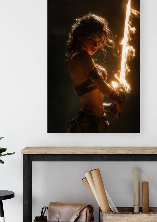 Warrior Woman with Flaming Sword by Matthias Hauser
