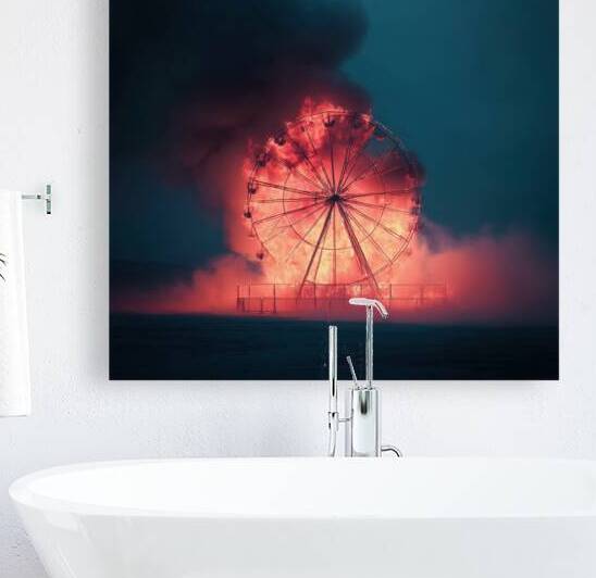 Burning Ferris Wheel at Night by Matthias Hauser