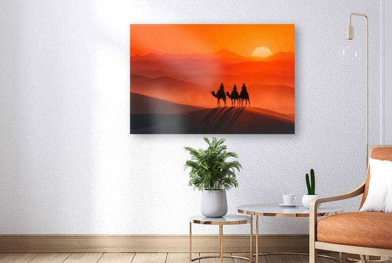 Sahara Desert Sunset Camel Caravan by Matthias Hauser