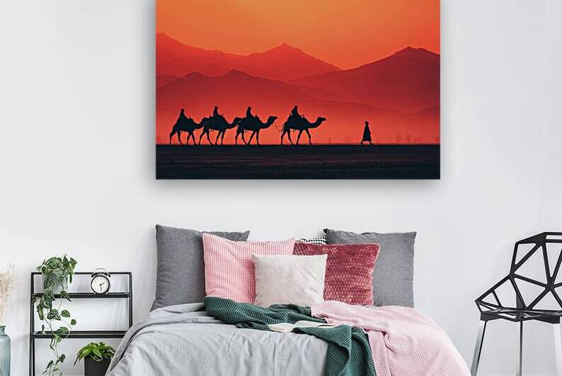 Camel Caravan at Sunset by Matthias Hauser