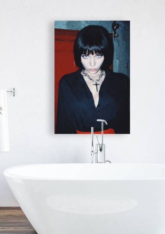 Goth Girl Portrait with Cross Necklace by Matthias Hauser