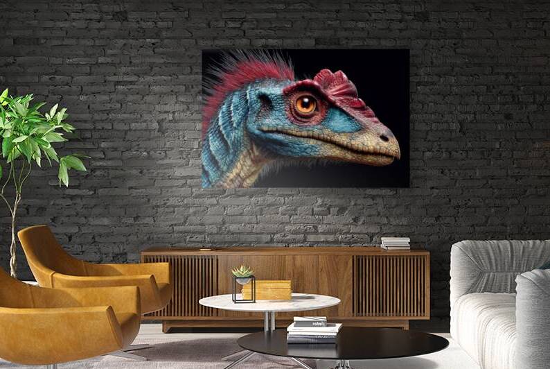 Vivid Dinosaur Portrait Dilophosaurus by Matthias Hauser
