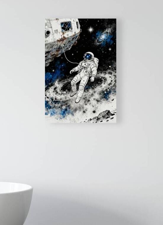 Astronaut Floating In Space With Galaxy by Matthias Hauser
