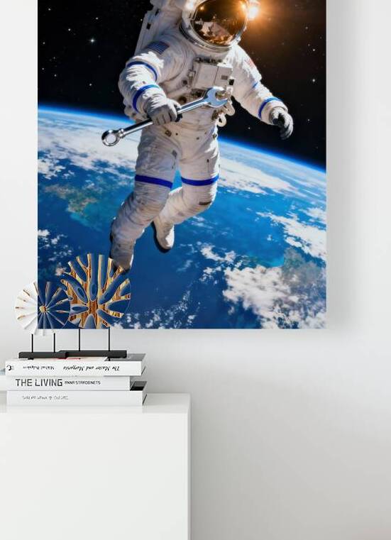 Astronaut With Giant Wrench On Spacewalk by Matthias Hauser