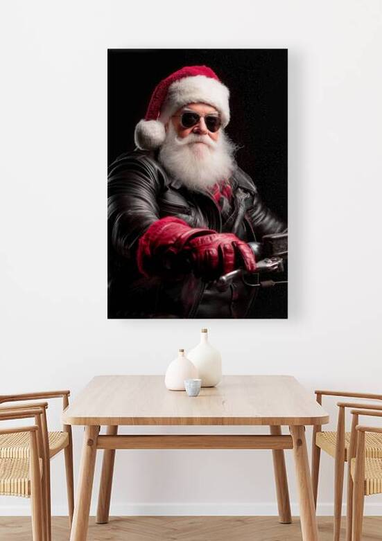 Biker Santa Claus on a Motorcycle by Matthias Hauser