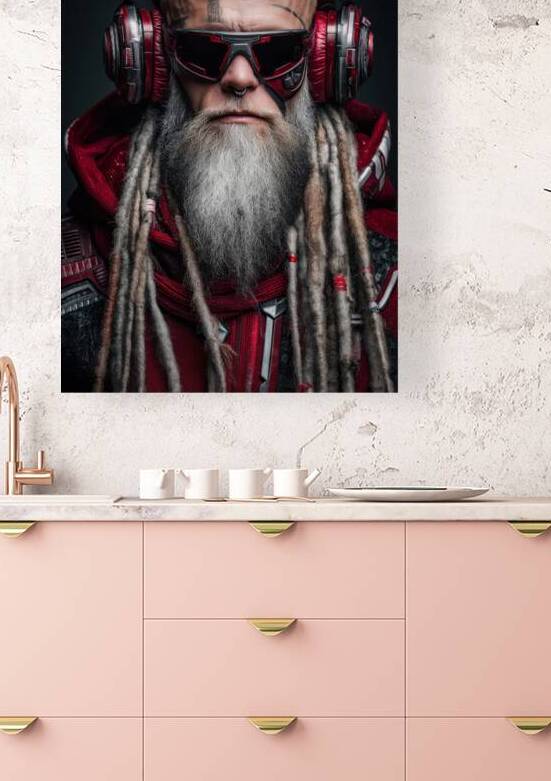 Cyberpunk Santa Portrait With Headphones by Matthias Hauser