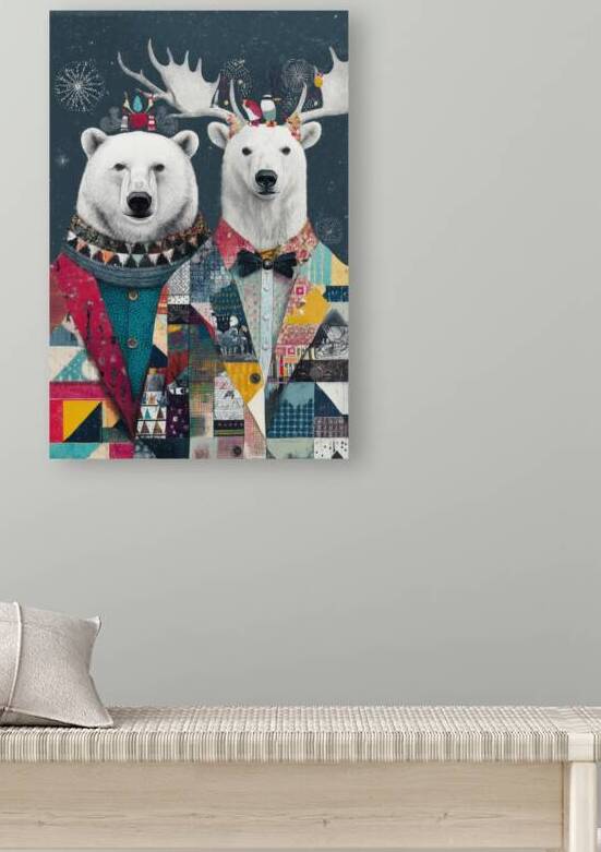 Polar Bear Duo Festive Patchwork Suits by Matthias Hauser