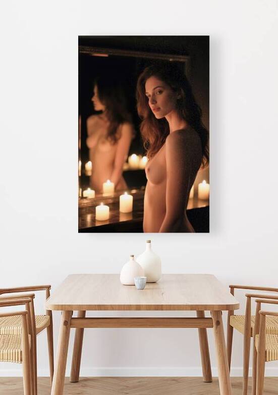 Candlelit Nude Woman Portrait With Mirror Reflection by Matthias Hauser