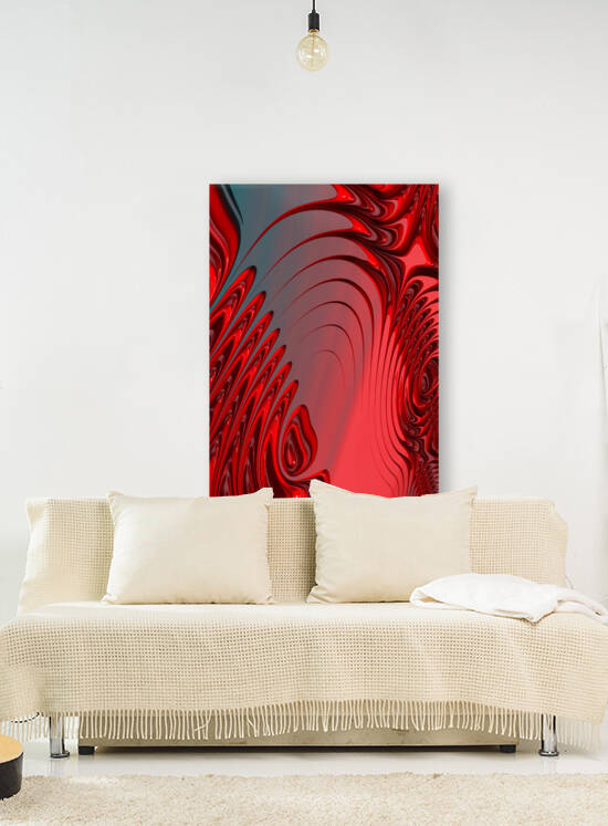 Red Fractal Modern Abstract Math Art by Matthias Hauser