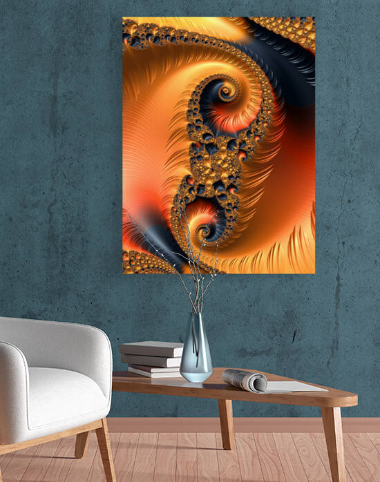 Fractal spirals with warm colors orange coral by Matthias Hauser