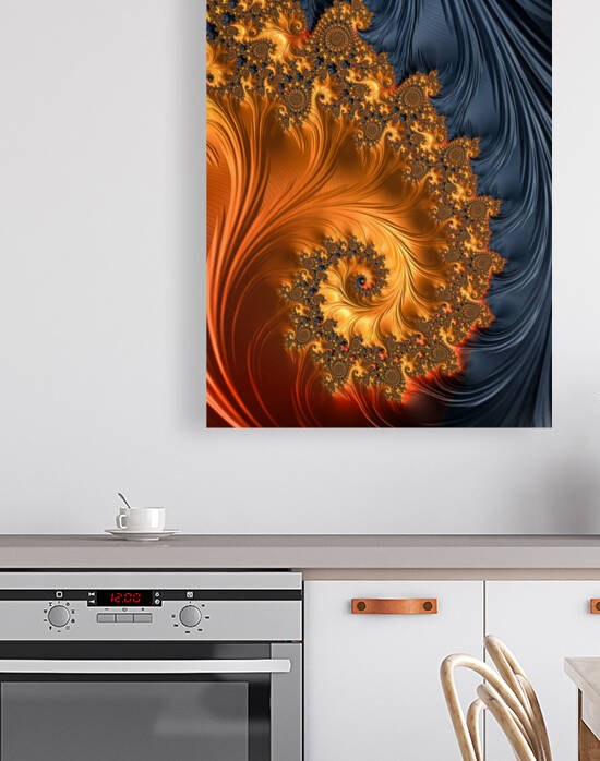 Fractal spiral orange golden black by Matthias Hauser