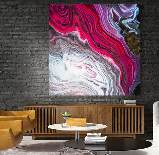 Red Flow Acrylic Pouring Abstract Fluid Painting by Matthias Hauser