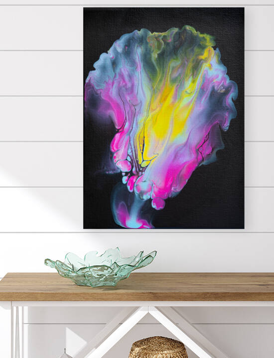 Abstract Art Acrylic Pouring Dutch Pour on Black by Matthias Hauser