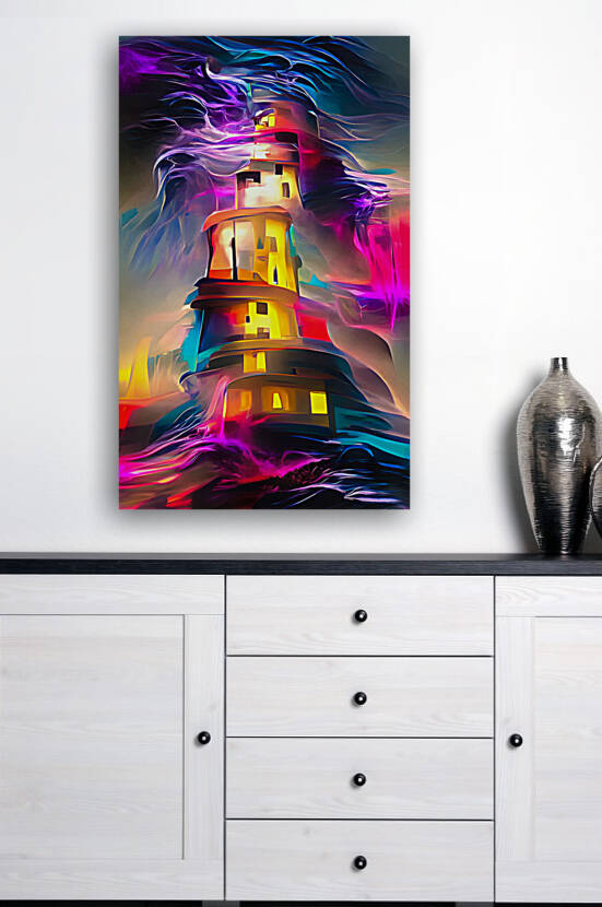 Lighthouse 01 Colorful Trippy Waves by Matthias Hauser