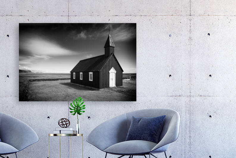 Budir church Iceland black and white by Matthias Hauser