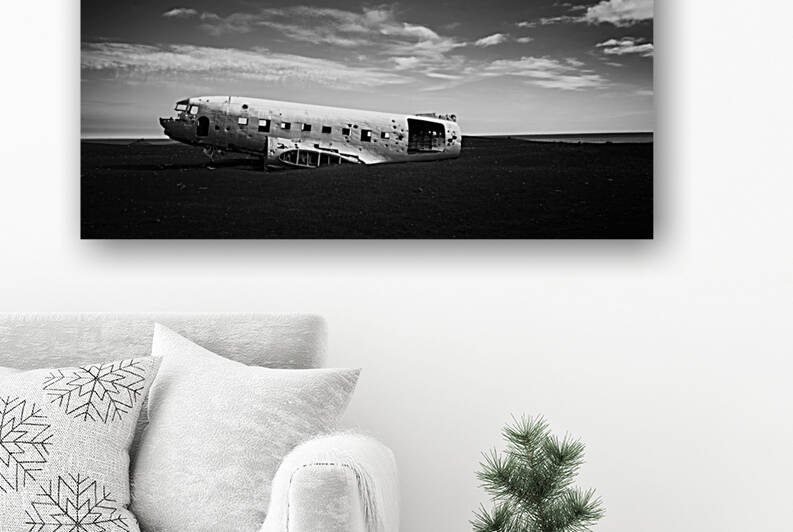 Plane wreck black and white Iceland by Matthias Hauser