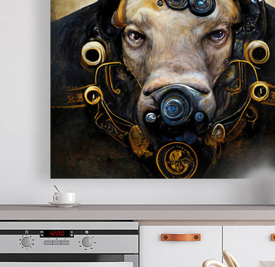 Steampunk Animal 09 Bull Portrait by Matthias Hauser