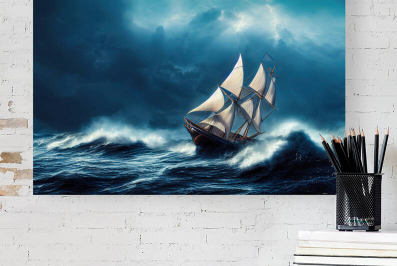 Sailing Ship on ocean in stormy weather 02 by Matthias Hauser