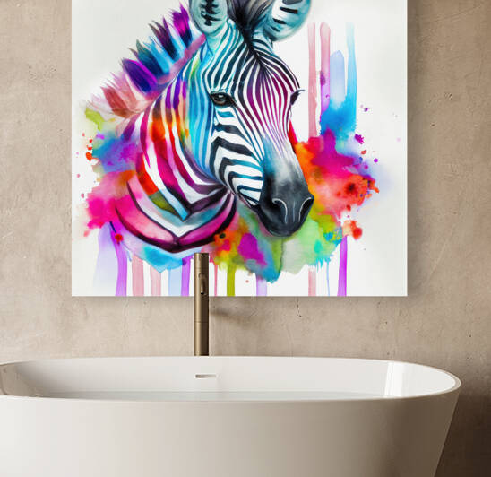 Watercolor Animal 10 Zebra Portrait by Matthias Hauser
