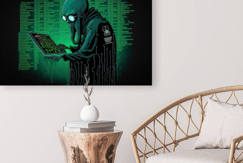 Octopus Hacker writing Code 01 by Matthias Hauser