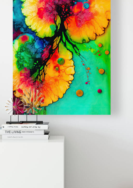 Abstract Art Alcohol Ink Style 24 Blue Orange Green by Matthias Hauser