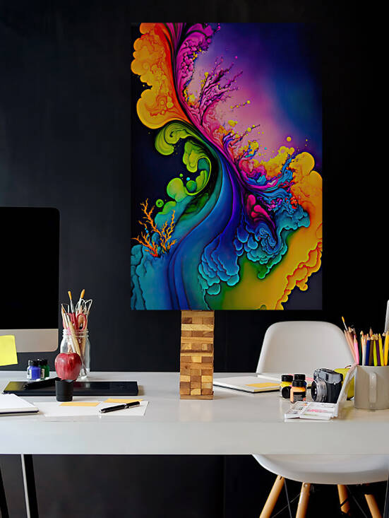 Abstract Art Alcohol Ink Style 30 Blue Orange Green by Matthias Hauser