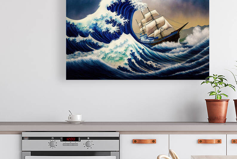 Ship sailing the great wave off Kanagawa 01 by Matthias Hauser